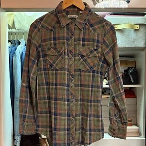 Orvis Women's Green and Blue Plaid Button Down Shirt